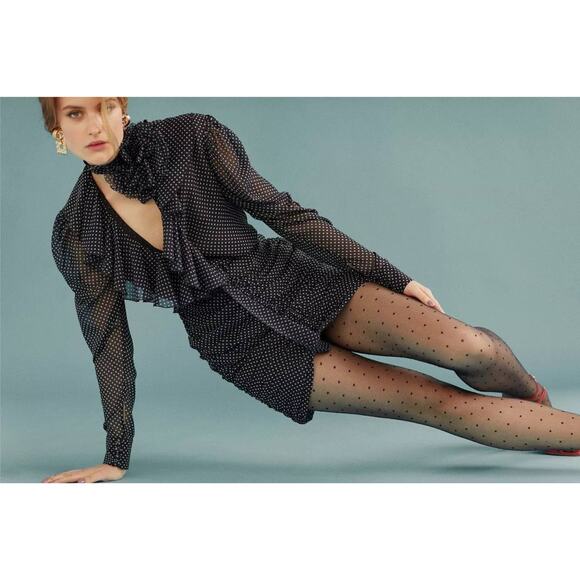 Marianna Senchina Polka-dot Silk Scarf Mini Dress Sz.M - Picture 5 of 5